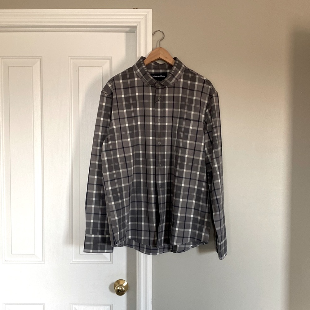 Mizzen & Main ‘City Plaid Flannel’ shirt, size XL, blue/gray plaid NWT